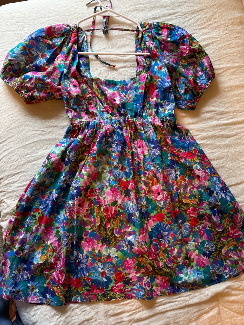 Show Me Your MuMu Kids Floral Puff-Sleeve Dress in Blue, Pink, Green